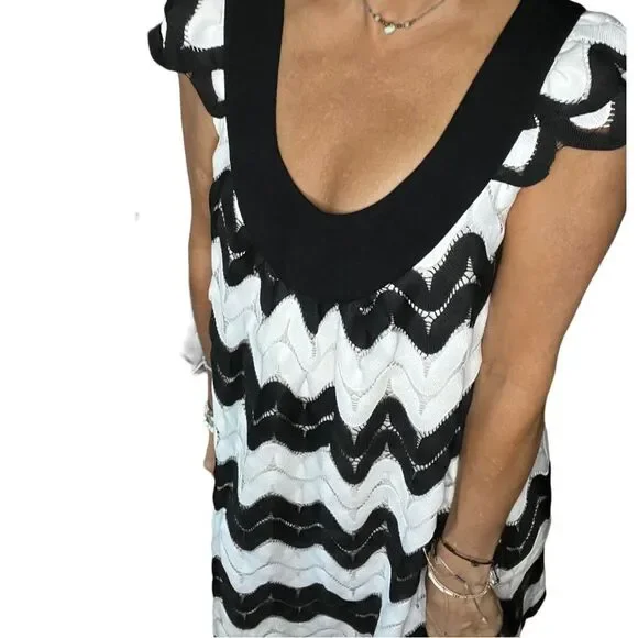 christopher deane Dress - Size Small, vintage, beautiful scalloped black & white - Picture 10 of 14